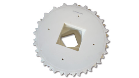 One-Part Plastic Sprocket with a Metal Insert and a Square Shaft Bore Example