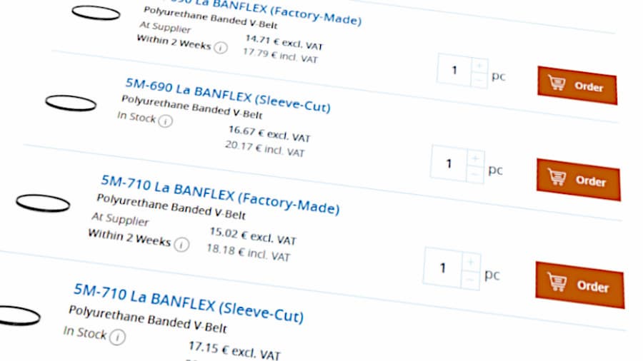 Factory-made and sleeve-cut BANFLEX belt options in the TYMA CZ Eshop