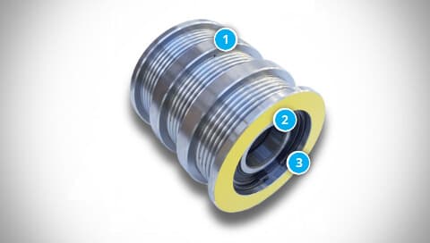 Construction scheme of a pulley for POLYFLAT and POLYROPE flat belts