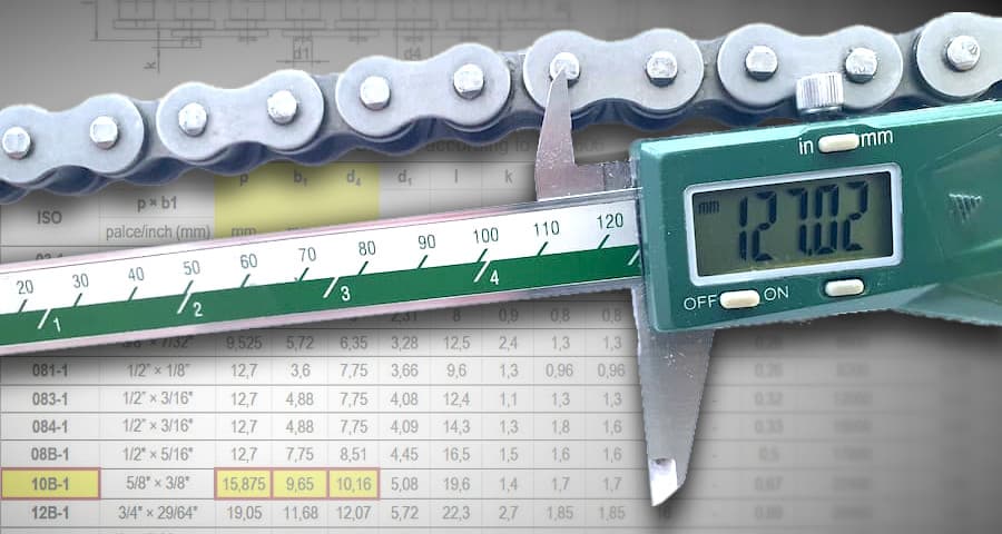 Roller chain identification (illustration)