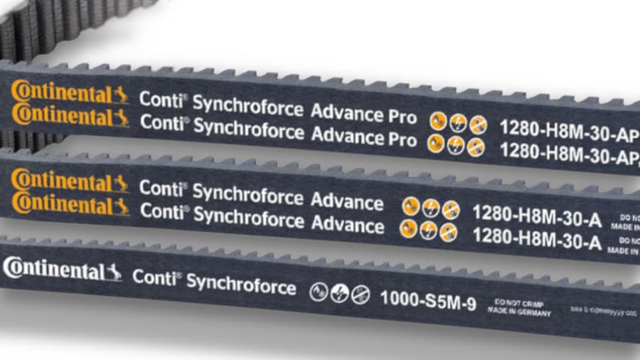 CONTI SYNCHROFORCE belts with the new imprint design in line with CONTINUITY