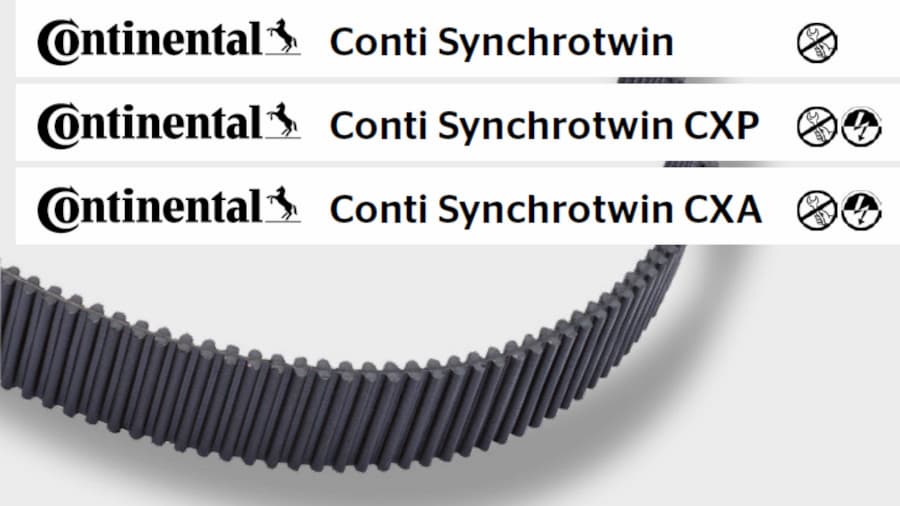CONTI SYNCHROTWIN belts with the current imprint design (before CONTINUITY)