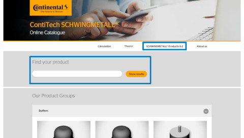 ContiTech SCHWINGMETALL Website – Navigation Tools