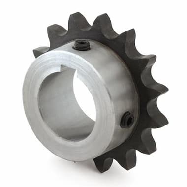 12B-1-12-NKZ/D20 (3/4” × 7/16”) - 12 Teeth, with Hub, Hardened Teeth, 2 Screws, Bore 20H7, Keyway (Steel) – Illustrative Image