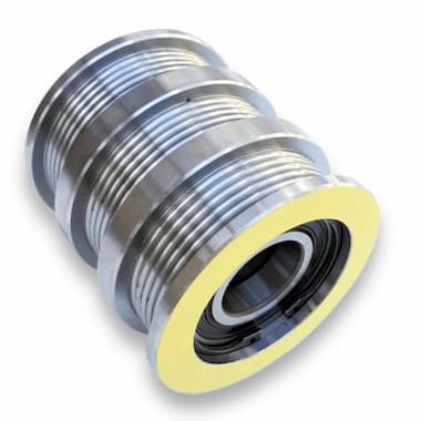 F25x4x115 DR - Grooved (for CONTI POLYROPE, D = 115 mm, 2 × SKF 6210.2RS1 Bearings, Steel) – Illustrative Image